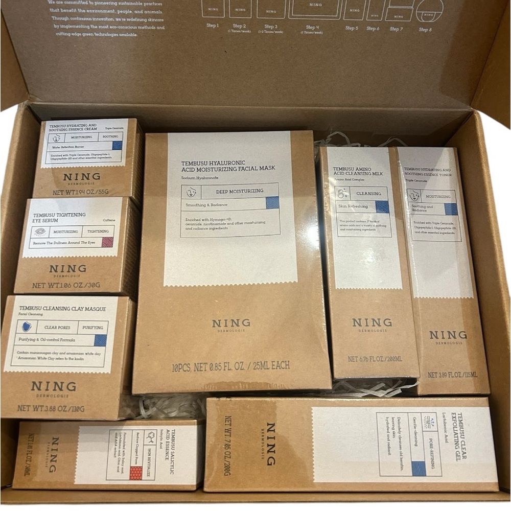 NING Glass Skin Essential Skincare Tembusu Set Korean Layered Skincare Method